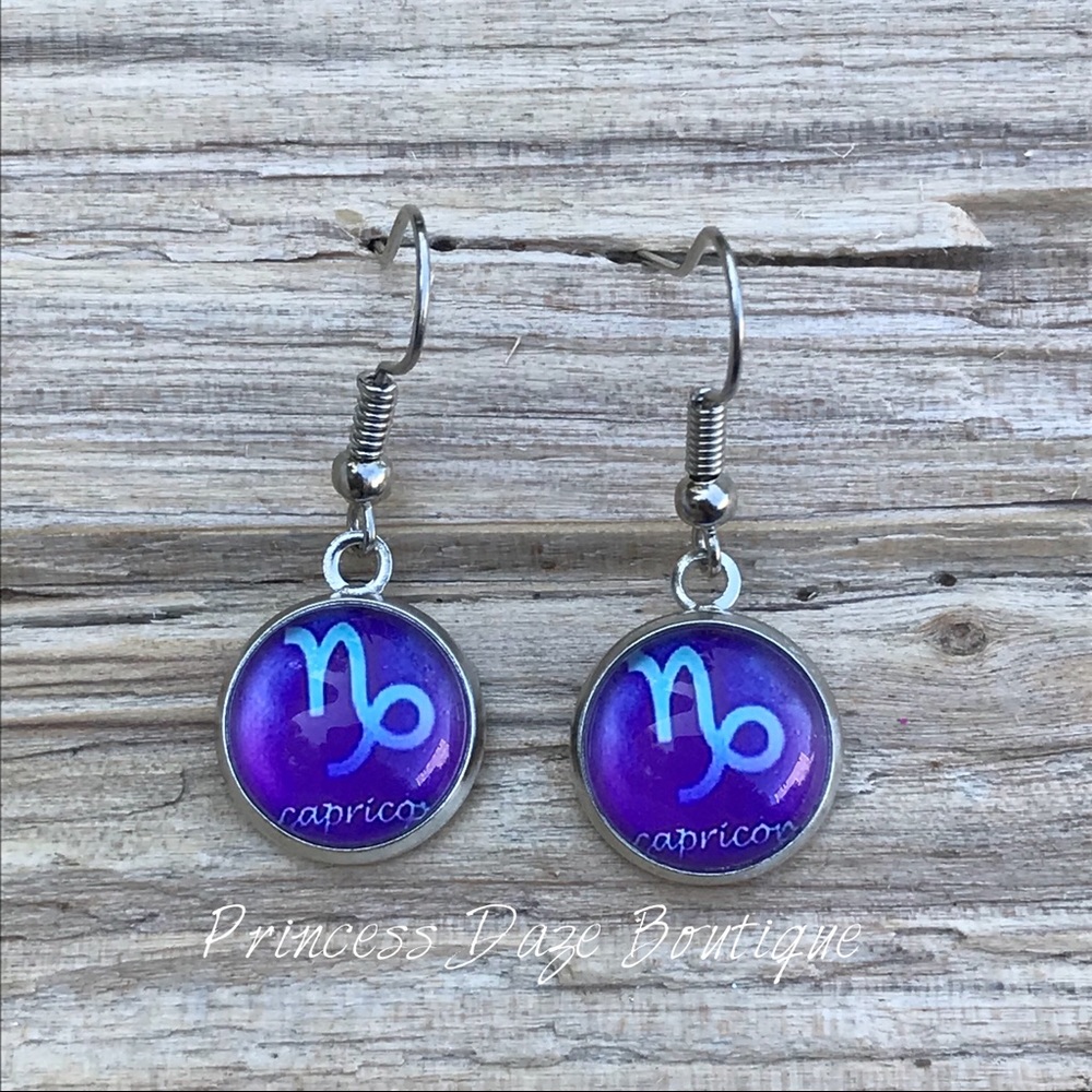 Capricorn ♑️ Zodiac Sign‎ Dangle Earrings